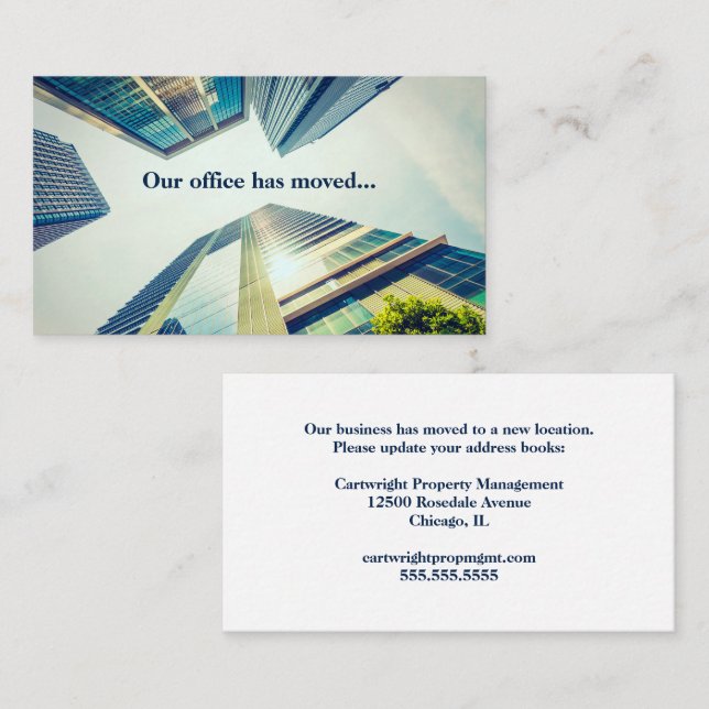 Modern Office Building Change of Address Moving Business Card (Front/Back)
