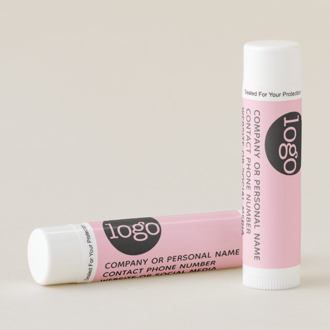 Modern Office Business Logo with 3 lines of Text Lip Balm (Front)