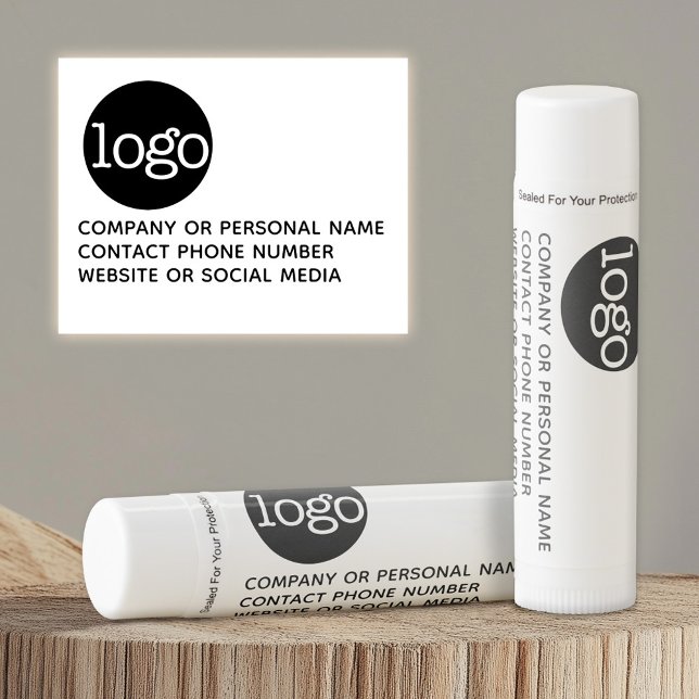 Modern Office Business Logo with 3 lines of Text Lip Balm (Add your logo to a lip balm stick!)