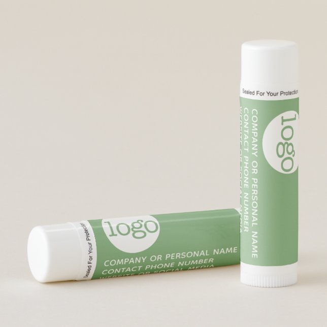 Modern Office Business Logo with 3 lines of Text Lip Balm (Front)