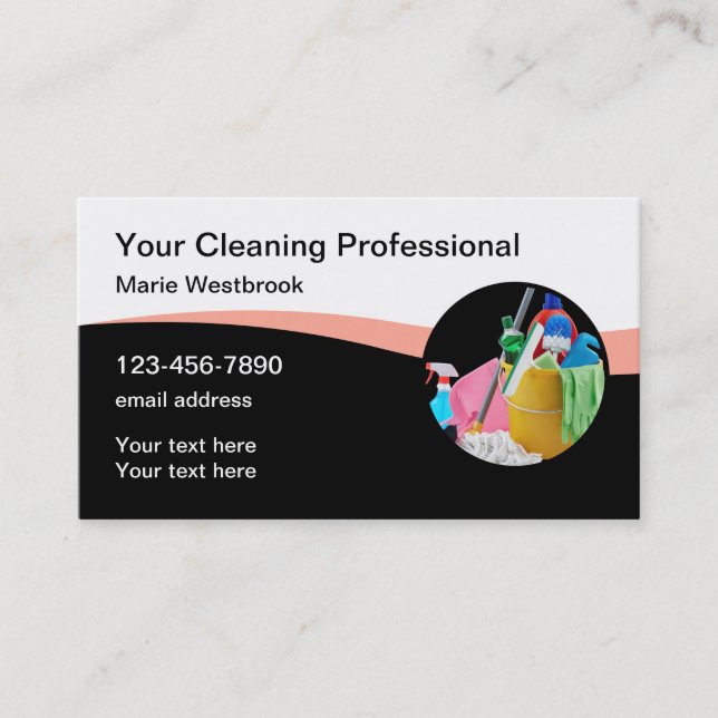 Modern Office Cleaning Services Business Card (Front)