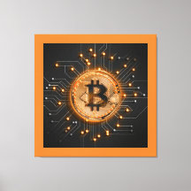 modern office decor crypto BITCOIN LOGO orange