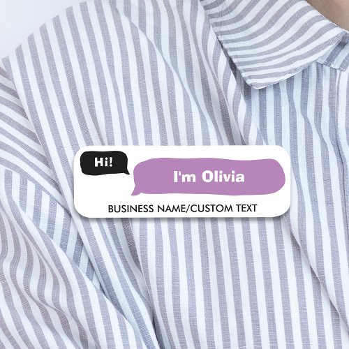 Modern Office Employee Speech Bubble Custom Name Tag