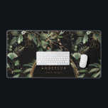 Modern Office Golden Circles Eucalyptus Black Desk Mat<br><div class="desc">Modern Office Golden Circles Eucalyptus Black Desk Mat</div>