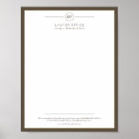 Modern office letterhead printable variant poster<br><div class="desc">Elegant simple letterhead template with a brown frame and a contemporary typography script. Digital download - when ordering,  choose your format INSTANT DOWNLOAD</div>