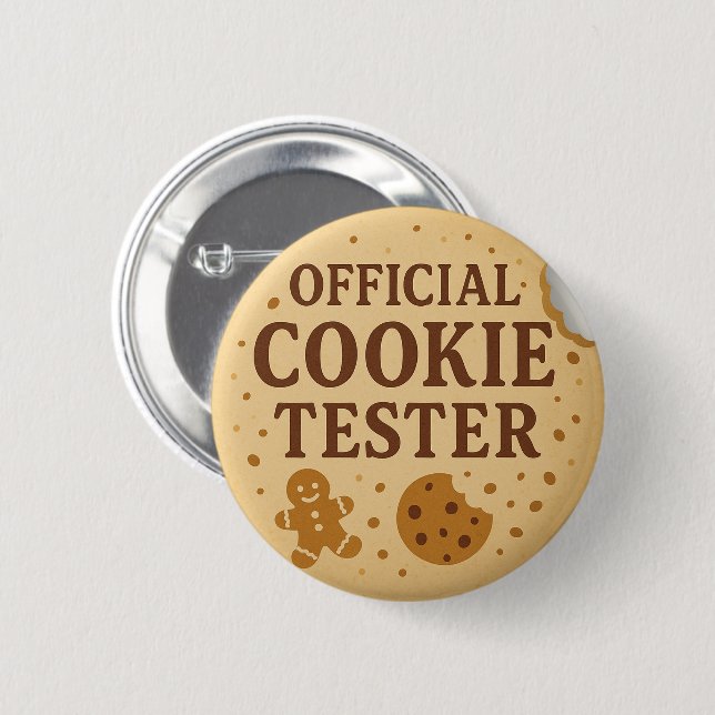 Modern Official Cookie Tester Funny Christmas  Button (Front & Back)