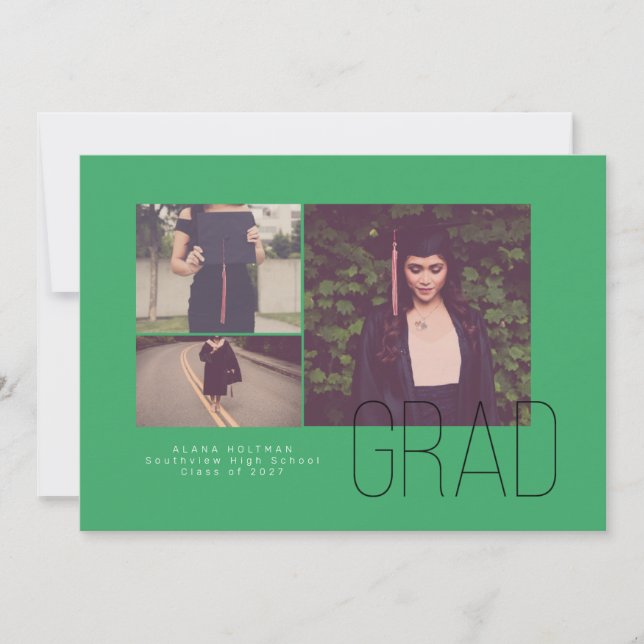 Modern Offset Trio Graduation Announcement (Front)