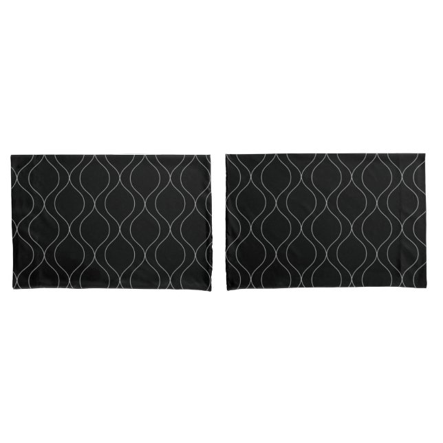Modern Ogee Curves Pattern Grey Black white Pillow Case (Front-Set)
