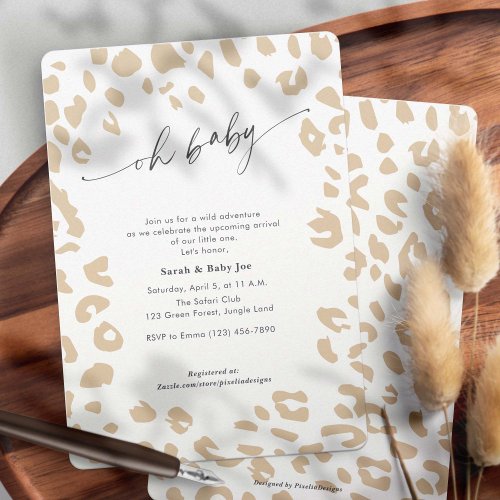 Modern Oh Baby Animal Print Gender Neutral Shower Invitation