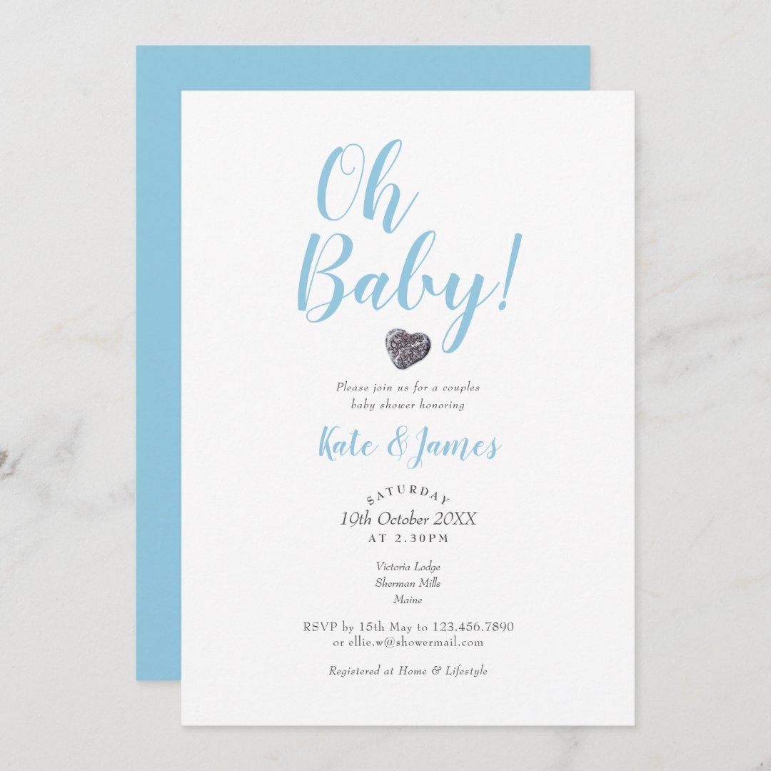 Modern Oh Baby Boy Couples Shower Invitation | Zazzle