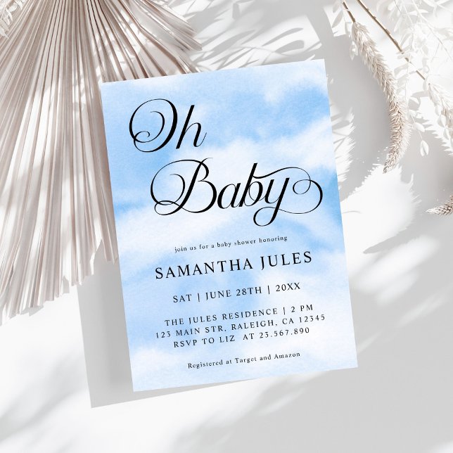 Modern Oh Baby Clouds Themed Baby Shower Invitation (Creator Uploaded)