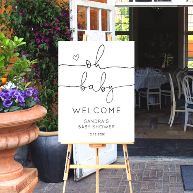 Modern Oh Baby Gender Neutral Baby Shower Welcome Foam Board (Creator Uploaded)