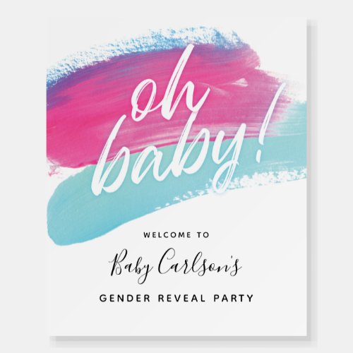 Modern Oh Baby Gender Reveal Welcome Sign