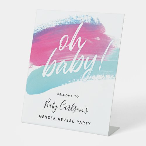 Modern Oh Baby Gender Reveal Welcome Sign