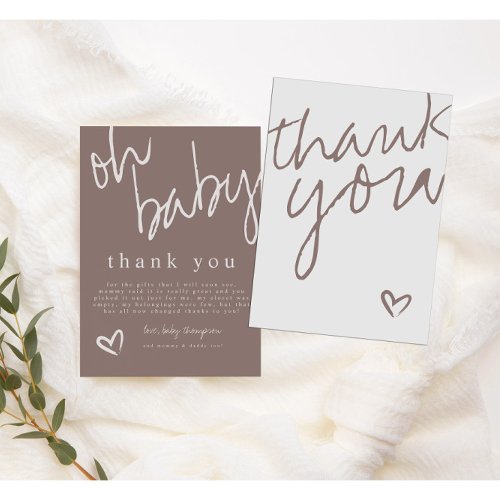 Modern Oh Baby Neutral Baby Shower Thank You Card