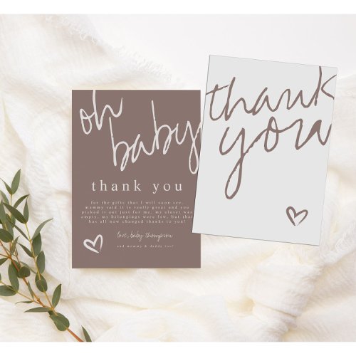 Modern Oh Baby Neutral Baby Shower Thank You Card