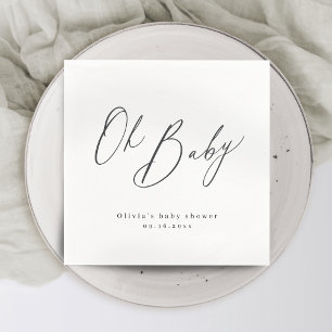 Modern oh baby script minimalist baby show napkins