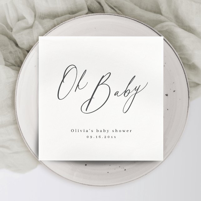 Modern oh baby script minimalist baby show napkins (Modern oh baby script minimalist baby show napkins)