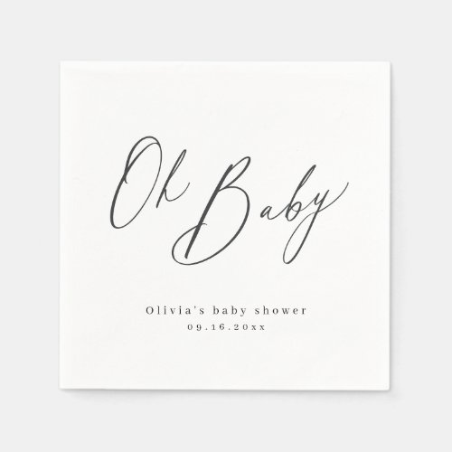 Modern oh baby script minimalist baby show napkins