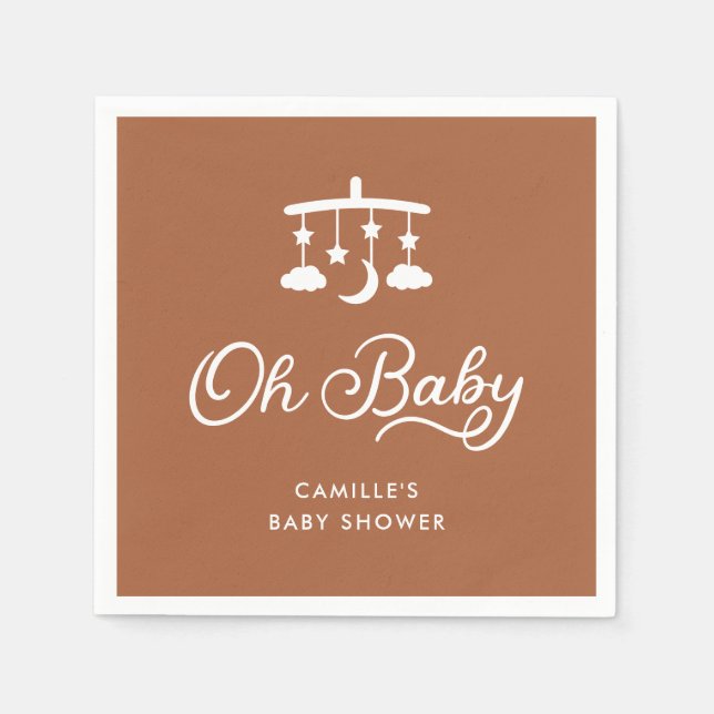 Modern Oh Baby Shower Personalized Paper Napkin (Front)