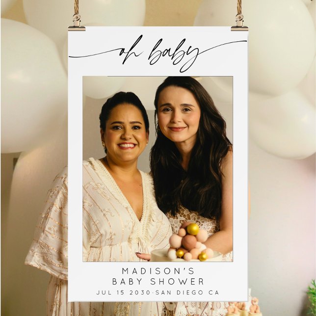 Modern Oh Baby Shower Script Selfie Photo Frame  Foam Board (Creator Uploaded)