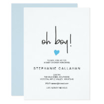 Modern oh boy baby shower invitation | Blue heart Modern oh boy baby shower invitation | Blue heart
