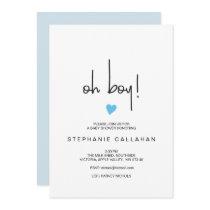 Modern oh boy baby shower invitation | Blue heart Modern oh boy baby shower invitation | Blue heart