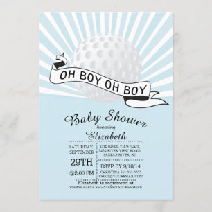 Modern Oh Boy Golf Ball Boys Baby Shower Invitation