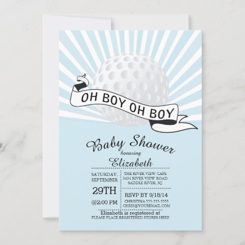 Modern Oh Boy Golf Ball Boys Baby Shower Invitation