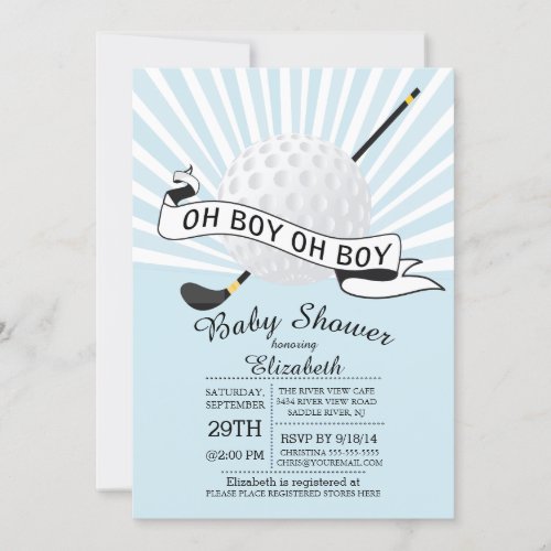Modern Oh Boy Golf Ball Boys Baby Shower Invitation