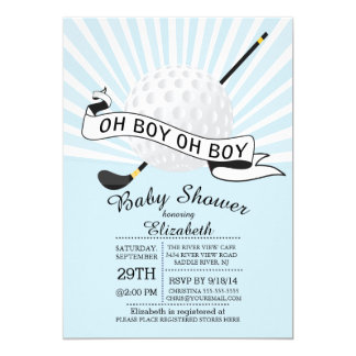 Modern Oh Boy Golf Ball Boys Baby Shower Invitation