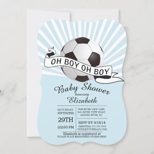 Modern Oh Boy Soccer Boys Baby Shower Invitation