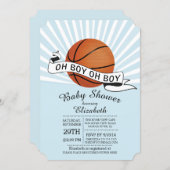 Modern Oh Boy Sports Basketball Boys Baby Shower Invitation (Front/Back)