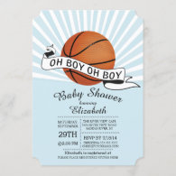 Modern Oh Boy Sports Basketball Boys Baby Shower Invitation