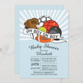 Modern Oh Boy Sports Boys Baby Shower Invitation (Front/Back)