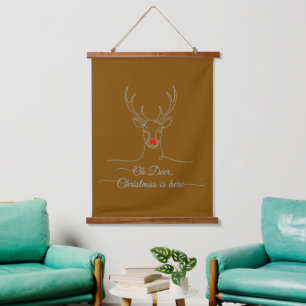 Modern "Oh Deer" Minimalist Christmas Reindeer Hanging Tapestry