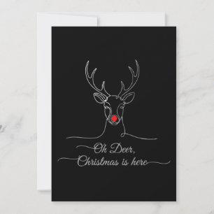 Modern "Oh Deer" Minimalist Christmas Reindeer  Invitation