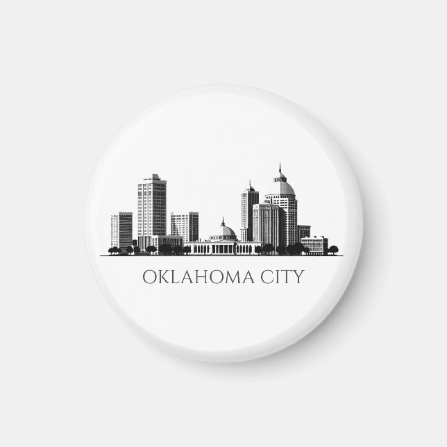Modern Oklahoma City Stylized Skyline Magnet (Front)
