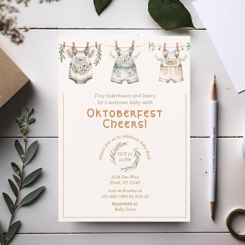 Modern Oktoberfest Baby Brewing Shower Invitation