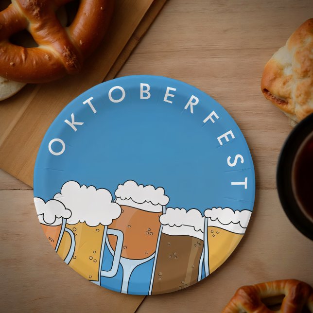Modern Oktoberfest Beerfest Beer Collection Paper Plates (Creator Uploaded)