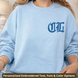 Modern Old English Monogram Bridal Party Initial Embroidered Sweatshirt