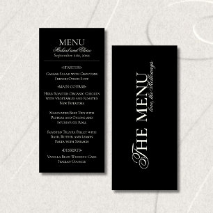 Modern Old Money Black & White Wedding Dinner Menu