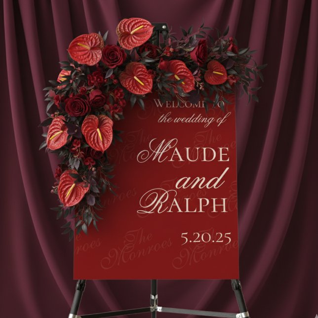 Modern Old Money Bold Red Wedding Welcome Sign (Welcome guests to your celebration with elegance using this Old Money Bold Red Wedding Sign!)