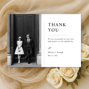 Modern Old Money Style Wedding Photo Thank You Card