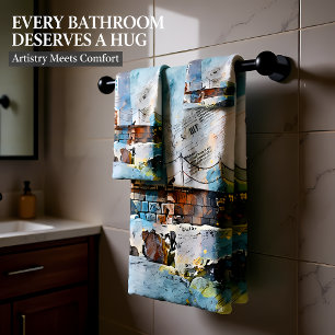 Modern old nautical coastal Lighthouse Bath Towel Set