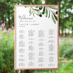 Modern Olive Branch Alphabetical Seating Chart