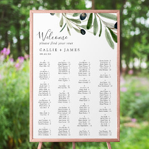 Modern Olive Branch Alphabetical Seating Chart