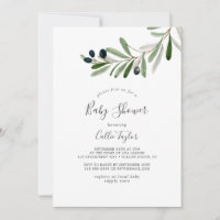 Modern Olive Branch Baby Shower Invitation