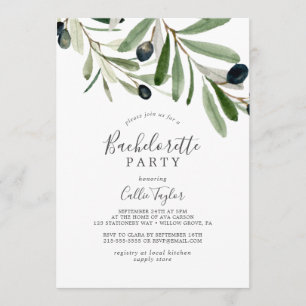 Modern Olive Branch Bachelorette Party Invitation