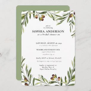 Modern Olive Branch Bridal Shower Invitation